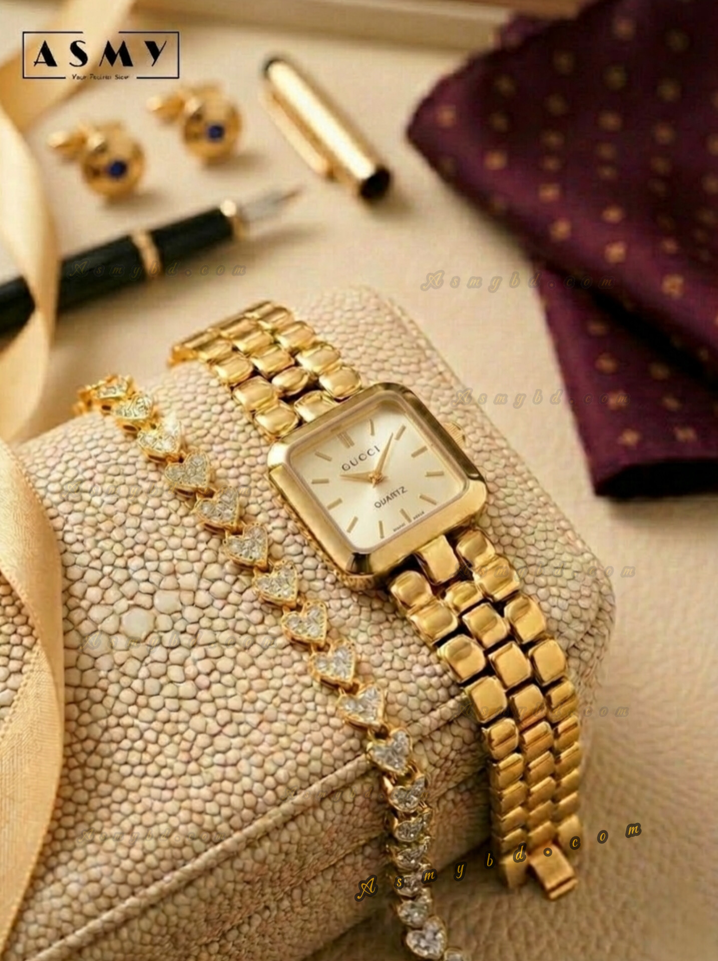 1000335228 Exclusive Premium Watch For Girls | Model GS09 Golden Silver - Image 1