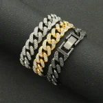 Trendy Stylish Zircon Crystal Men's Bracelet Golden-B02 - Image 3