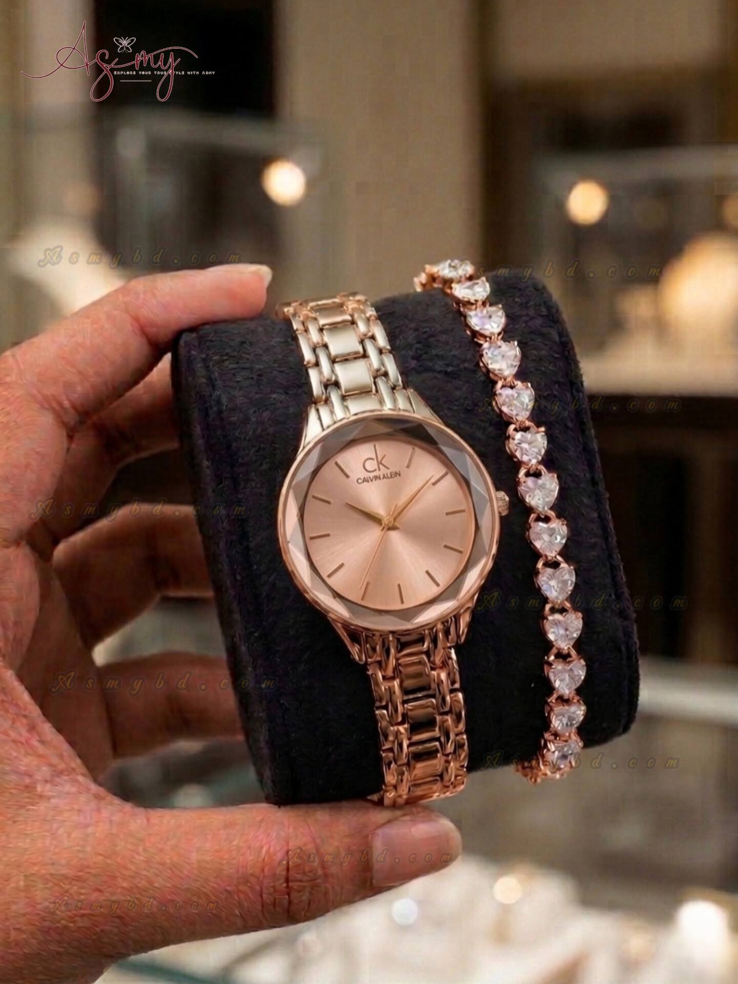 669739437_856880714105362_8570340271062228569_n Premium Stylish Ladies Watch and Bracelet Set | Model- CK02 Rose - Image 1