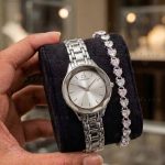 Premium Stylish Ladies Watch and Bracelet Set | Model- CK02 Silver