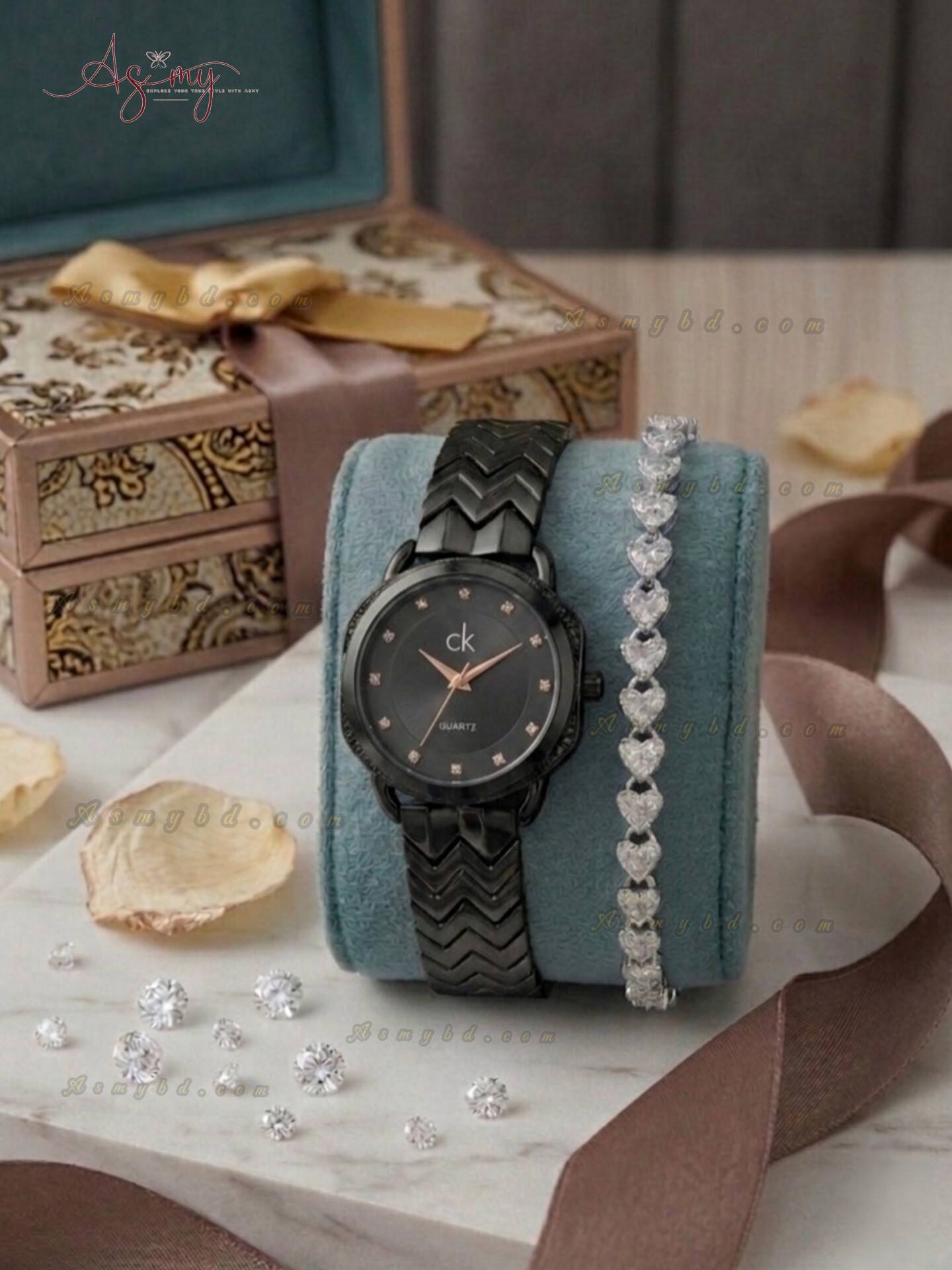670562061_856419594151474_6962324424083429071_n Exclusive Stylish Ladies Watch and Bracelet Set | Model-CK 01 Black - Image 1