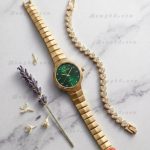 Ladies Stylish Watch and Bracelet Set | Model- CK07 Golden Green