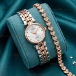 Ladies Stylish Watch and Bracelet Set | Model- CK04 Silver Rose
