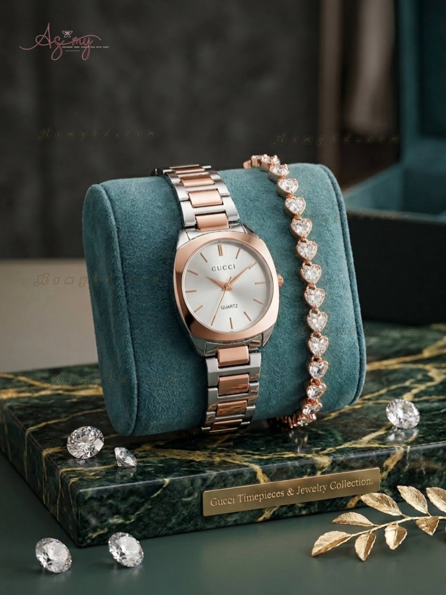 718398608_1005646868882023_8370204710946330918_n Ladies Premium Stylish Watch and Bracelet Set | Model- GS017 Silver Rose - Image 1