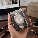 Ladies Premium Stylish Watch and Bracelet Set | Model- Ck09 Silver