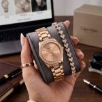 Ladies Premium Stylish Watch and Bracelet Set | Model- Ck09 Rose Golden