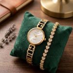 Ladies Premium Stylish Watch and Bracelet Set | Model- GS029 Silver Golden