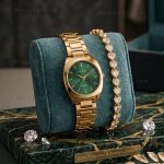 Ladies Premium Stylish Watch and Bracelet Set | Model- GS017 Golden Green