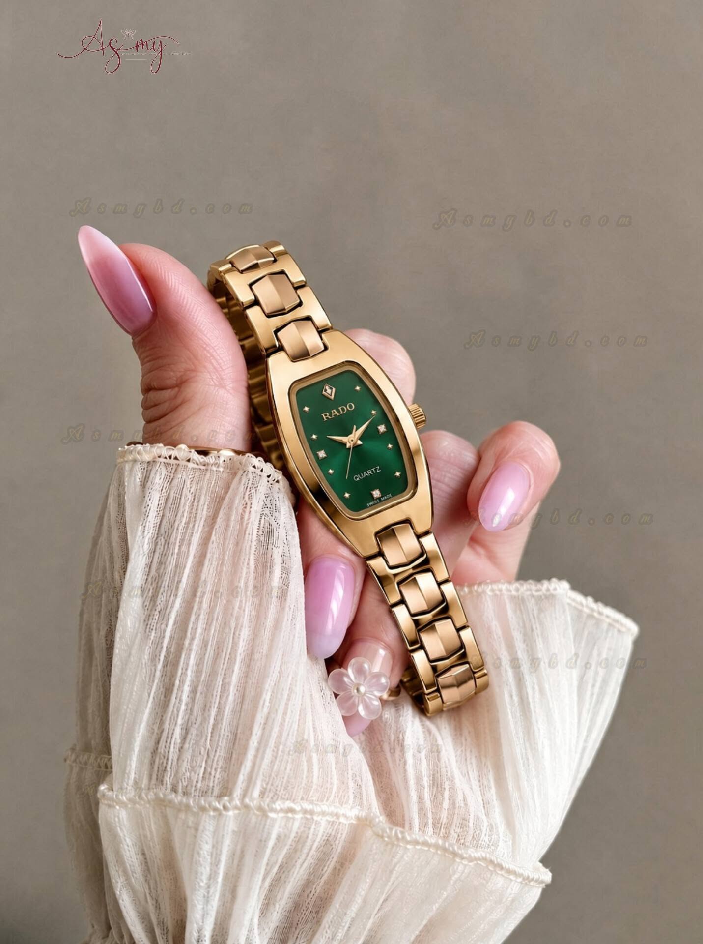 855866343_1020093474450751_2183652816185550981_n Ladies Trendy Stylish Watch | Model- RS3 Golden Green - Image 1